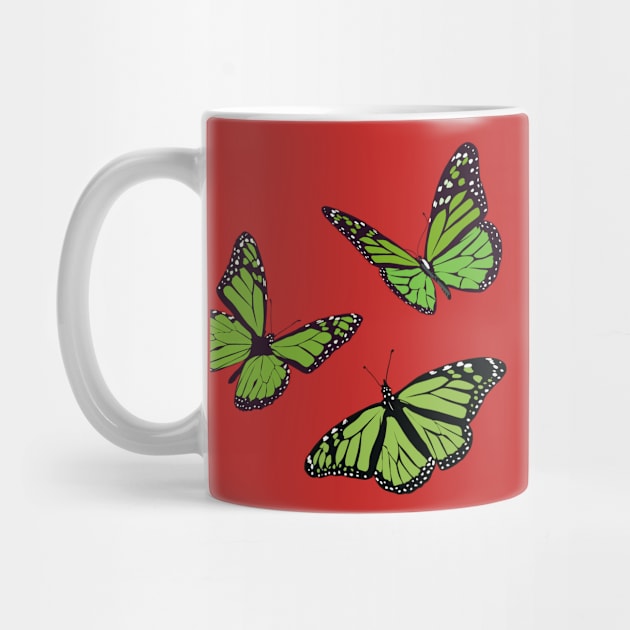 Beautiful soft green butterfly illustrations by Holailustra